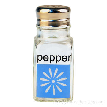 Rectangular Glass Pepper Bottle with Metal Lid and Imprint